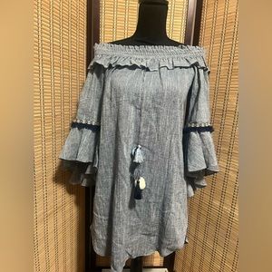 MISA Los Angeles off shoulder dress.      102